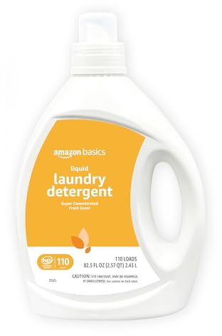 Amazon Basics Laundry Detergent Liquid, Concentrated, Fresh Scent, 110 Loads, 82.5 Fl Oz (New Packaging)