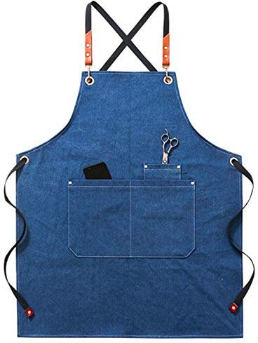 fayengan Arbeitsschürze Herren,Robuste Werkzeugschürze Für Männer, Arbeitsschürze Mit Werkzeugtaschen Für Küche, Garten, Keramik, Werkstatt, Garage Und Mehr (Color : Blue, Size : XL)