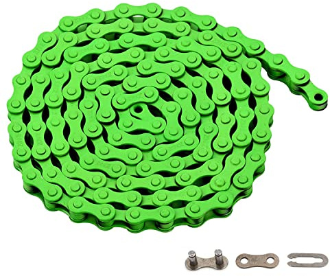 Single-Speed Bicycle Chain, 1-Speed Bike Chain, Multicolour, 1/2 x 1/8 Inch, 116 Links (116L, Green, 1)