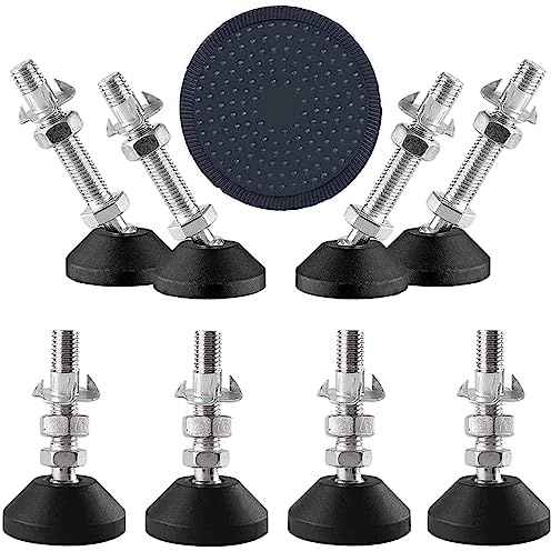 Uni-Fine 8 stycken nivelleringsfötter M8 x 50 x Ø 50 mm, tål 450 kg, ställfot, höjdjusterbara, justerbara möbelfötter, höjdjusterbara fötter för möbler