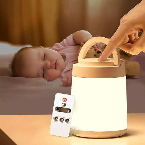 Nachtlicht Kinder Stilllicht, 8 Helligkeit 10 Farben Stilllicht Dimmbar Night Light for Kids, 1800 mAh Nachtlampe Kinderzimmer Nachtlicht Dimmbar, Fernbedienung Nachttischlampe Kinder Baby Lampe