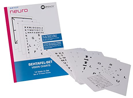 ARTZT neuro Augentrainer 15er-Set mit verschiedenen Sehtest Tafeln DIN A4 | Sehtafeln für Augentraining, Koordination, Gleichgewicht | inklusive Anleitung Weiß, DIN A4