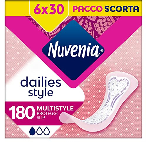 Nuvenia - Protectores de deslizamiento multiestilo plegados frescor diario - Máxima protección y bordes flexibles - 6 paquetes de 30 protectores de bragas