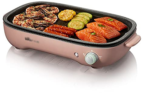 NEWCES Barbecue Desk Smokeless Indoor Grill 1200W Electric Grill Griddle Removable Non-Stick BBQ Grill Griddle Capacity for 3-5 People Practical Barbecue Tools Tabletop Barbecue