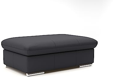 CAVADORE Echtleder-Hocker Valerie / Polsterhocker mit Metallfüßen als Beistellhocker, Fußhocker, Sitzgelegenheit, Couchtisch / 102 x 43 x 68 / Leder Schwarz