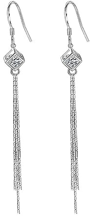 Josfeva Sterling Silver Dangle Earrings - 80mm Long Chain Tassel Drop Earrings for Women and Girls, Hypoallergenic, Lightweight Fashion Gifts