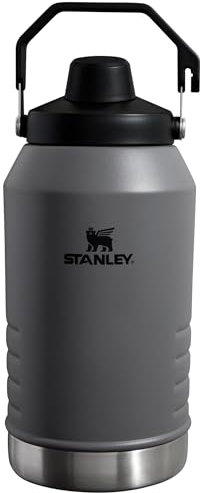 Stanley Iceflow Fast Flow Jug | Recycled Stainless Steel Water Tumbler | Keeps Drink Cold and Iced for Hours | Easy Carry Handle | 96 OZ | Charcoal