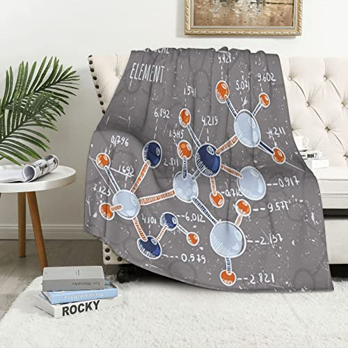 FJAUOQ Fleece-Überwurfdecke für Couch, wissenschaftliches Design, leicht, flauschig, gemütlich, weiche Decken und Überwürfe für Sofa, grau-weiß, 152,4 x 127 cm
