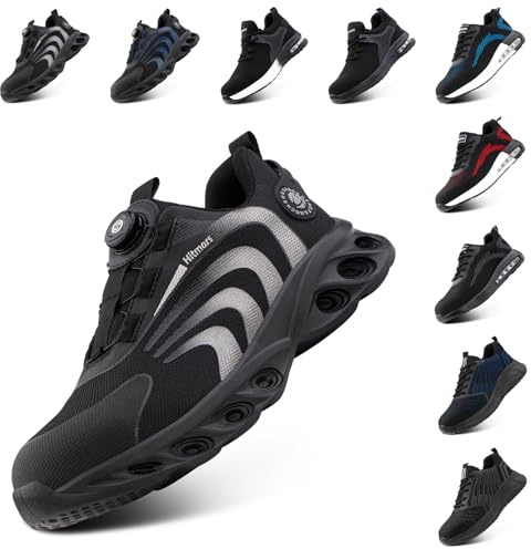 Hitmars Arbeitsschuhe Herren Sicherheitsschuhe Damen Stahlkappenschuhe Bequeme Kochschuhe Leicht Dachdeckerschuhe Schuhe Arbeit Grau EU 36