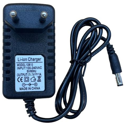 Lelukee 24W universell nätadapter 25,2 V DC 1A, för övervakningskamera, väggströmförsörjning EU-kontakt 2 stift, DC-kontakt 5,5 x 2,5 mm, svart