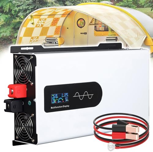 5000W Pure Sine Wave Power Inverter 12V 24V 48V 60V 72V DC to 110V 220V AC Voltage Converter with LCD Display, for Home/RV/Truck/Car/Camping/Solar,60V5000W