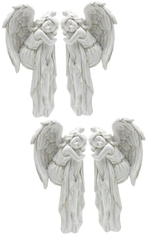 ABOOFAN 4 Stück Engel-Dekoration türrahmen Dekorationen Engelsflügel Wanddekoration Türrahmenverzierungen weihnachtsdekoration engelfigur Engel Ornamente Figuren Türdekorationen Harz Weiß