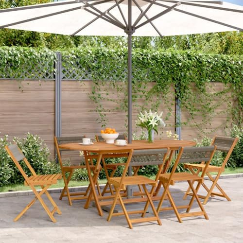 Juroupi Gartenstühle 6 STK. Klappbar Gartenstuhl Klappbar Balkon StüHle Garten Klappstuhl GartenstüHle Grau Massivholz Akazie - 3214605