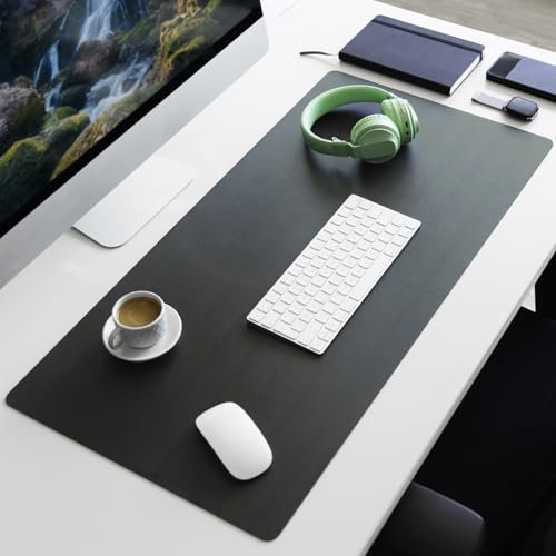 PIETVOSS Schreibtischunterlage aus Kunstleder - Schreibtisch Unterlagenmatte, Tischauflage für Büro und Schule, Mousepad Schreibunterlage, Schreibtischmatte Nero (Dunkelgrau, 60 x 35 cm)