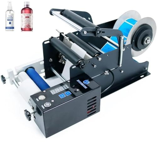 Etikettierung runder Flaschen Halbautomatische Maschine,Etikettiergerät für Glas- und Plastikflaschen,Etikettiergerät für Aufkleber,30-mal/Minute, Applikator für runde Flaschen,Durchmesser 15-120mm