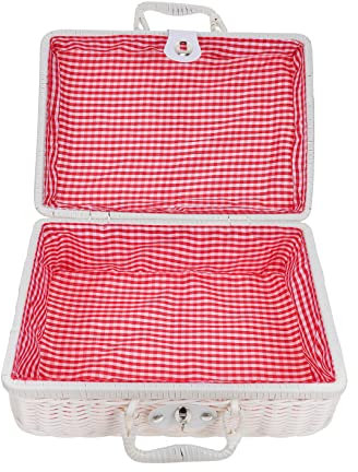 Warmhm Simulierter Rattankoffer Im Retro-stil Schloss Handgewebte Vintage-aufbewahrungsbox Für Make-up-pinsel Und Kleine Gegenstände Picknickkorb Geeignet