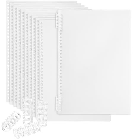 PATIKIL 12 Pack Cubiertas de Encuadernación, A4 (11.8X8.5 Pulgadas) 22 Mil Cubiertas de Plástico para Cuadernos con Peine de Encuadernación para Presentación de Informes, Blanco