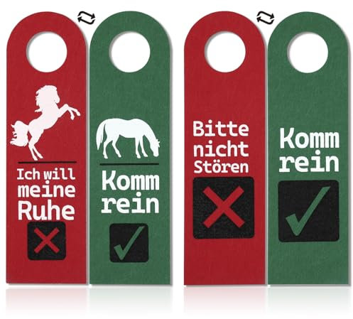 XIAONIU Mädchen Pferd Geschenke, 2Stück Türhänger, Komm rein Ich Will Meine Ruhe und Komm rein Bitte Nicht stören, mit Pferd Motiv Geburtstag Abschluss 8-12 Jahre Schüler Jugendliche (Rot und Grün)