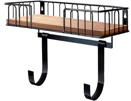 Ukbzxcmws Supporto da stiro con base in legno, supporto da stiro in metallo, con cestello e gancio di regolazione, facile installazione