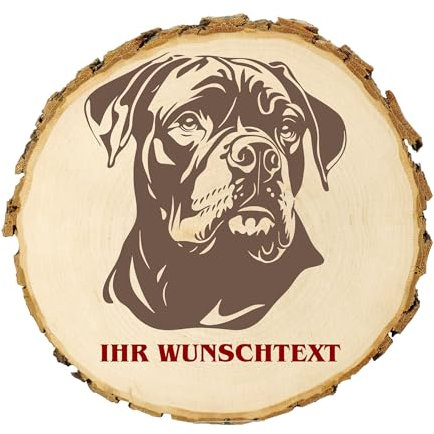 KIWISTAR UG - 14-16 cm Baumscheibe - Cane Corso - Hund - personalisiertes Geschenk individuell selbst gestalten - Name - Holzscheibe mit Wunschtext - Naturholz - Geschenk - Türschild