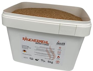 Jaeger Räuchereiprodukte | Räuchermehl Buche Natur 22 L | feine Körnung 0,5–1,0 mm | ideal für Kalträuchern & Heißräuchern | aus Deutschen Buchenstämmen | geringer Rindenanteil | 5 Kg