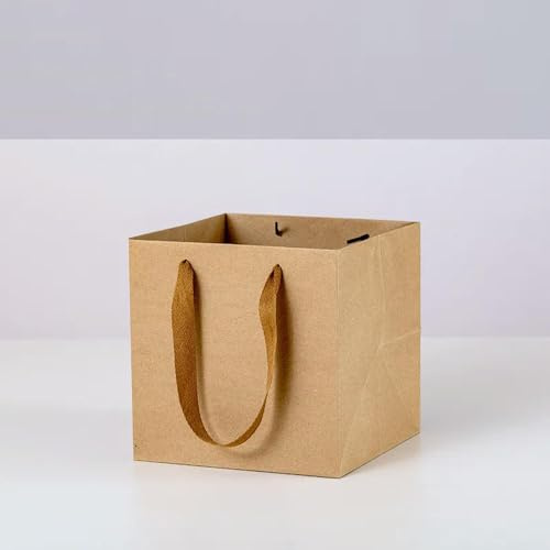 NYSDM Bianco/Nero/Kraft/Rosso Sacchetto Regalo in Carta con Manico Quadrato Fiori in Vaso Scatola di Carta Imballaggio Multifunzione Shopping