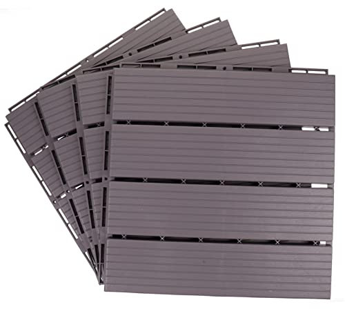 Housoutil Piastrelle Autoassemblanti Ad Incastro 30x30cm Piastrelle Per Terrazze in Plastica Effetto Finto Legno Facile Installazione Adatto Per Uso Esterno Giardino Balcone