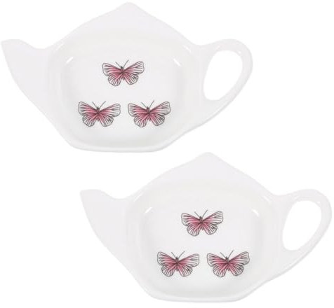 Alipis 2pcs Ceramic Tea Bag Saucer Tea Bag Holder Small for Soy Sauce Dipping Bowls