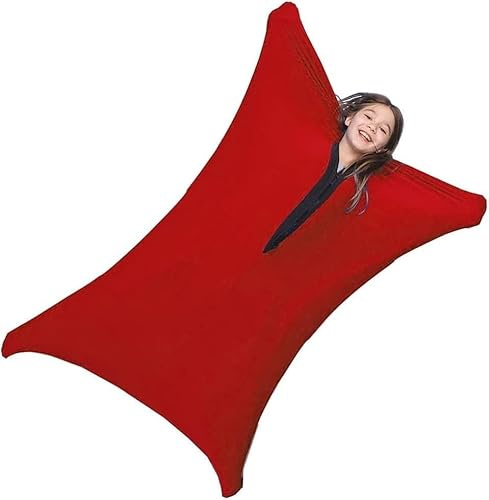 Sensorische Ganzkörpersocke For Erwachsene, 65x29 Ganzkörperwickel, Dehnbare Ganzkörpersocken Zur Stresslinderung For Erwachsene Mit Autismus, Angst(Red,L)