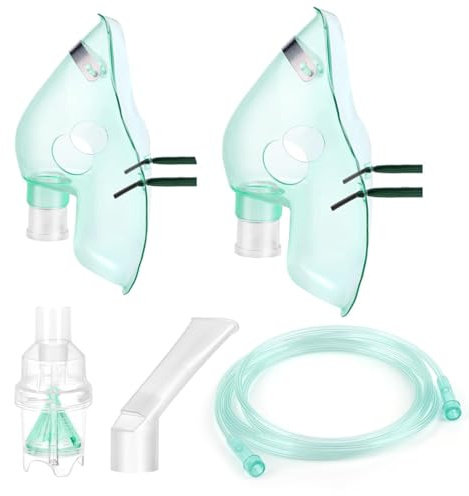 NHQZ 2 Set Ampolla aerosol universale,Kit ricambi per aerosol per adulti + kit aerosol bambini composti da maschera, ampolla, fascia elastica, tubo per inalazione,filtro ed accessori per nebulizzatore