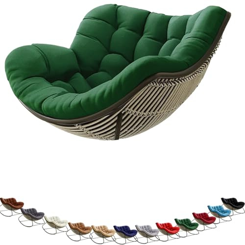 MCNDSI Schaukelstuhl Auflage wasserdicht Rattan Wohnzimmer, Bequemer Schaukelsessel Kissen Outdoor Indoor, Papasansessel Kissen Auflage Doppelt Für Garten, Terrasse(F7)