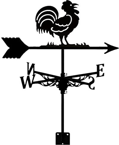 Banderuola segnavento da Tetto, indicatore di direzione del Vento in Metallo Nero Resistente a Forma di Gallo Classico, per Esterni, Giardino, Cortile, Garage, fienile, Decorazione