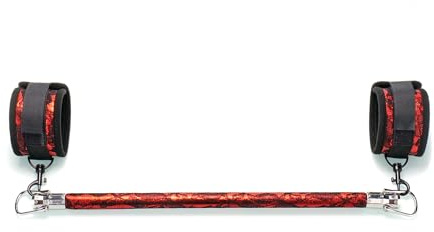 Fixed Wooden Red Lace Spreader Bar with 2pcs PU Furry Detachable Adjustable Straps,Sports Aid Training Fitness Gear Pilates Aid Kit,Home Indoor Sports Yoga Set