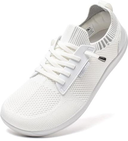 HOBIBEAR Unisex Wide Barefoot Minimalist Shoes for Womens Mens Zero Drop Shoes Lightweight(White,Women9.5/Men8.5)