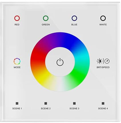 Harewtwy Interruttore A Parete con Dimmer per LED Controller, Pannello Touch da Parete per Illuminazione A Strisce LED RGBWW DC12V-24V,