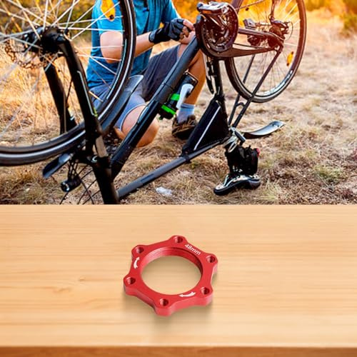 Jonikuper 44/48mm Disc Brake Flange Adapter for 6 Bolt Mountain For Bike with Lock Nut - Aluminum Alloy Hub Mount Base(Red)(44mm)