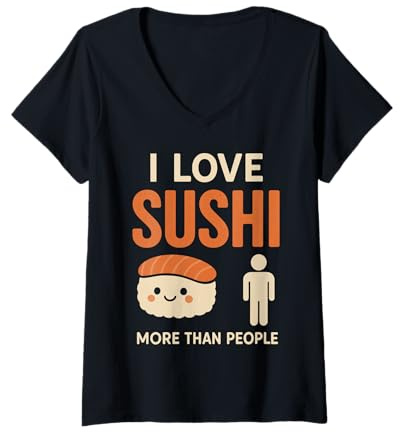 Mujer Rollos para Amantes del Sushi, Palillos Nigiri, Regalo para fanáticos Camiseta Cuello V