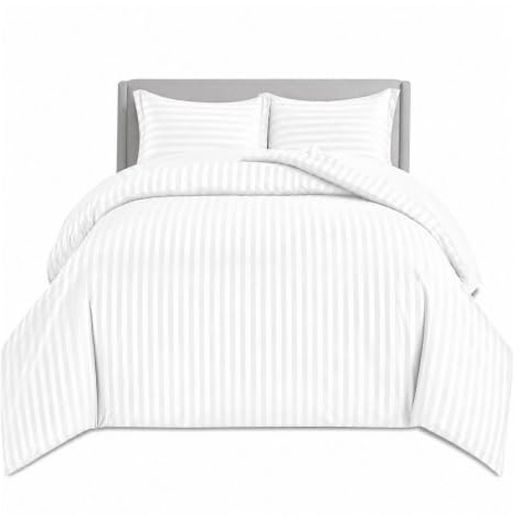 MAGNA COLLECTION King Size Satin Stripe Duvet Cover Set 230x220 cm with 2 Matching Pillowcases – Hotel Quality Quilt Cover King Bedding Set – Soft, Easy Care, Wrinkle Resistant