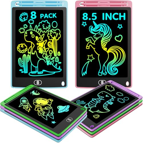 Electight 8 Stück LCD Schreibtafel für Kinder ab 3 Jahren, Elektronische | Maltafel, Tragbare Beschäftigung Spielzeug für Mädchen & Jungen, Zaubertafel als Geschenkideen für Unterwegs, Autofahrt,Reise