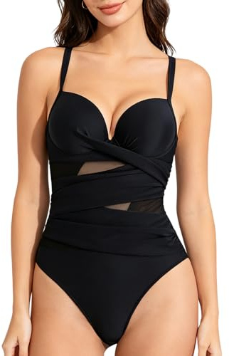 Traje de Baño Una Pieza Mujer, Bañador Natación Reductores Push Up Monokini, V Bañadores Deportivos Vientre Plano Ropa de Playa Cintura Alta Verano