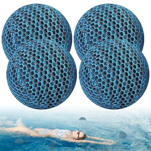 MOERAE 4 Stück Hot Tub Pool Scum Absorber, 7cm Ölabsorbierender Schwamm Abschäumbälle, Wiederverwendbar, Poolschwamm Ölabsorber Whirlpool für Schwimmbad und Sp