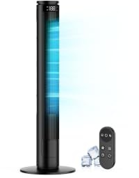 Tower Fan 92cm with LED Display (Shut Off) & Silent Remote Control, Floor Fan Tower 28dB Quiet Operation,6 Speeds+5 Modes, 70° Oscillation Bladeless Fan, 8m/s Airflow, 1-12H Timer, Easy Operation