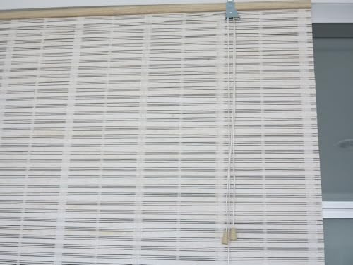 VERDELOOK | Tapparella Africa Bianca 150x300 cm in Bambù con Listelli da 20 mm, Tenda Arrotolabile con Carrucola, Tapparella Ombreggiante per Balcone, Terrazza e Giardino