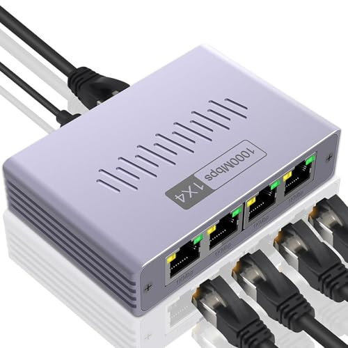 Sdoppiatore cavo Ethernet - Connettore di rete RJ45, commutatore Internet multiporta, connettività Gigabit a bassa latenza, design Plug and Play compatto | Strumento per case, sale riunioni e dormitor