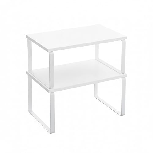 Baroni Home Set 2 Ripiani Organizzatori Cucina Porta Spezie in MDF e Metallo, Scaffali Salvaspazio Multiuso, Alzate di Diverse Dimensioni, Facile Montaggio, 30x20x30cm (Bianco, 30x20x30)