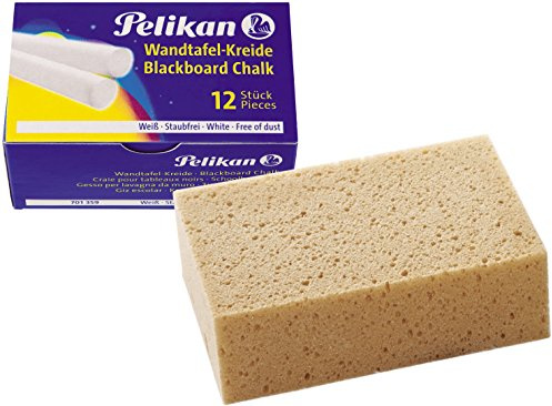 Pelikan Tafelkreide (12er mit Schwamm, Weiß)