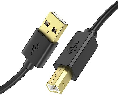 JAMEGA – Druckerkabel 1m | USB A auf B Kabel für HP, Canon, Dell, Epson, Lexmark, Brother, Samsung, Xerox uvm – Vergoldete Kontakte