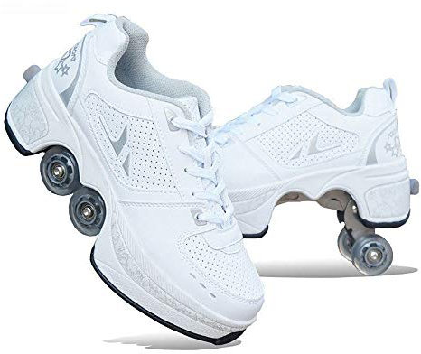 Unisex rullskridskor deformationsskor, inline-skridskor, 2-i-1 multifunktionsskor, justerbara fyrhjulingsstövlar, B-42