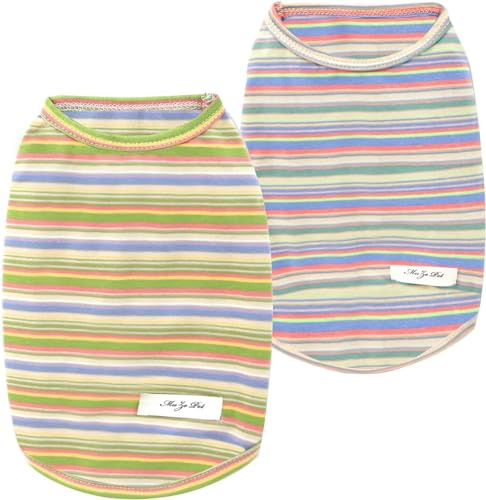 Camiseta a Rayas YAODHAOD Verano Camiseta de algodón Transpirable Chaleco Suave para Perros sin Mangas Ropa para Perros pequeños y medianos 2PCS (Medium)