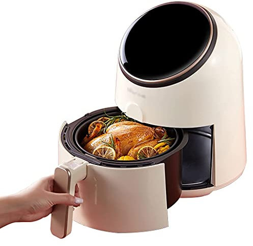 Friggitrici Air Intelligent Touch Screen Macchina per Patatine Fritte ad Aria Automatica Elettrica Senza Olio 3.2L Grande Capacità, Può Friggere Pollo Intero, D-J, Beige, 27 * 35 * 35 cm